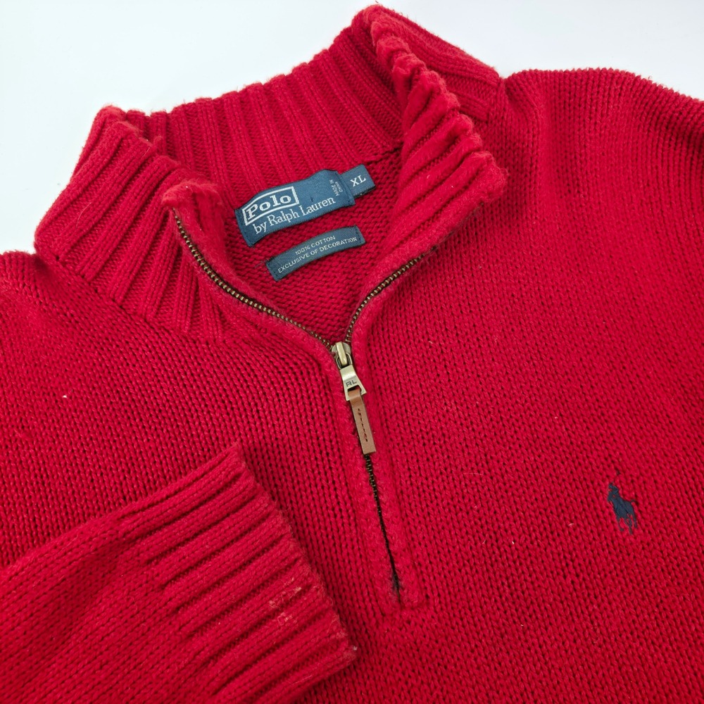 Polo Ralph Lauren sweater Red Quarter Zip Mens XL Pony Logo cotton